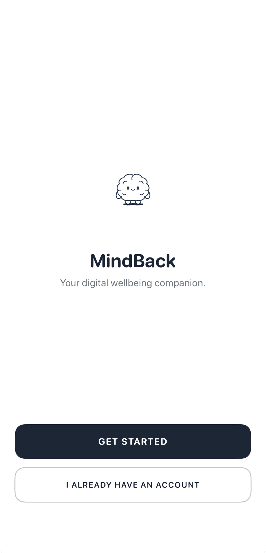 The MindBack app welcome screen